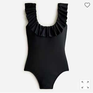 J. Crew Black Ruffle One Piece Swimsuit